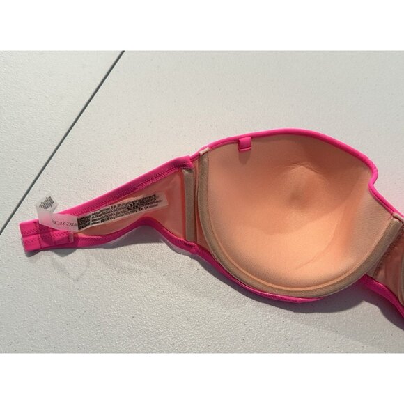 Victoria Secret Strapless Bikini Top Only Underwire Hot Pink Size 34DD - Picture 4 of 6
